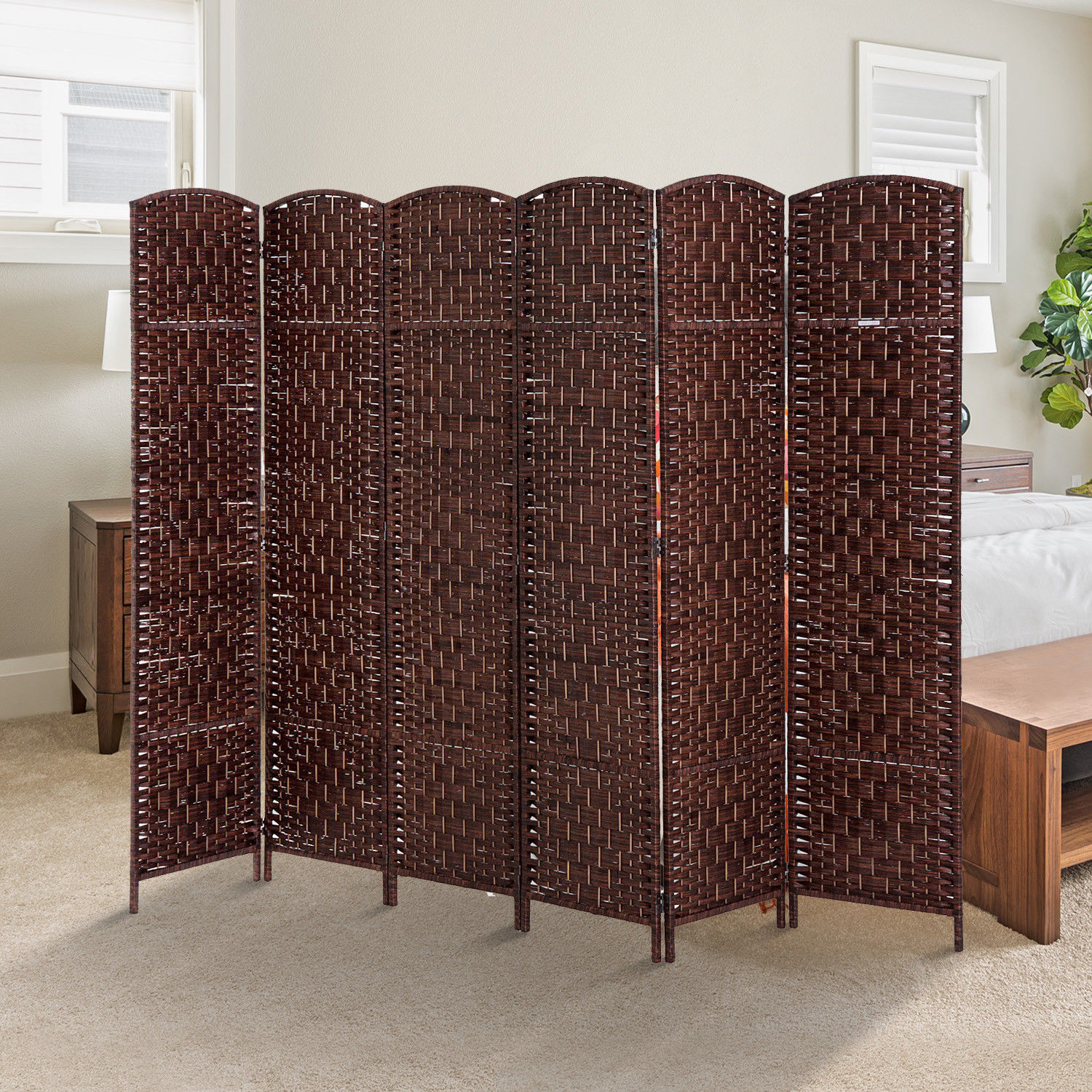 HOMCOM 3/4/6 Weave Panel Room Divider Privacy Folding Screen Diamond Decor | eBay