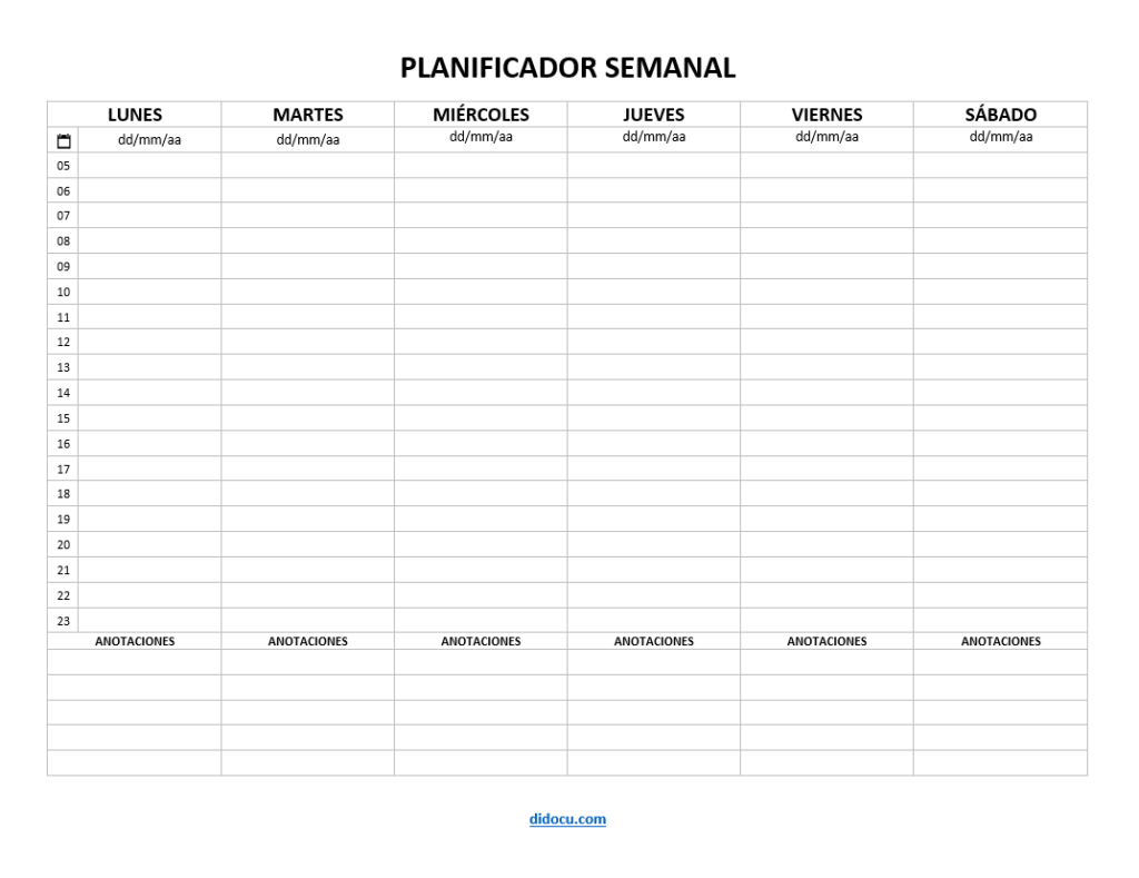 Descargar Planificador Semanal En Word [GRATIS]| Didocu