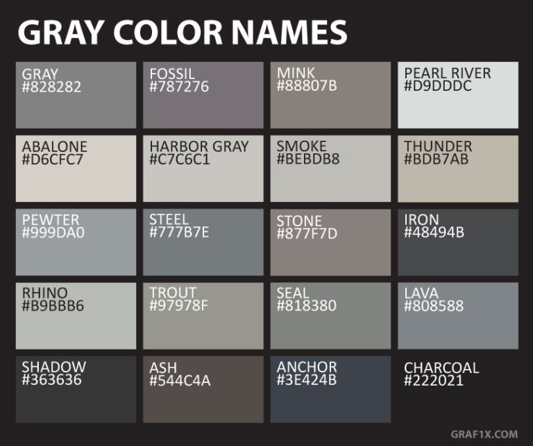 Different Names For The Color Gray