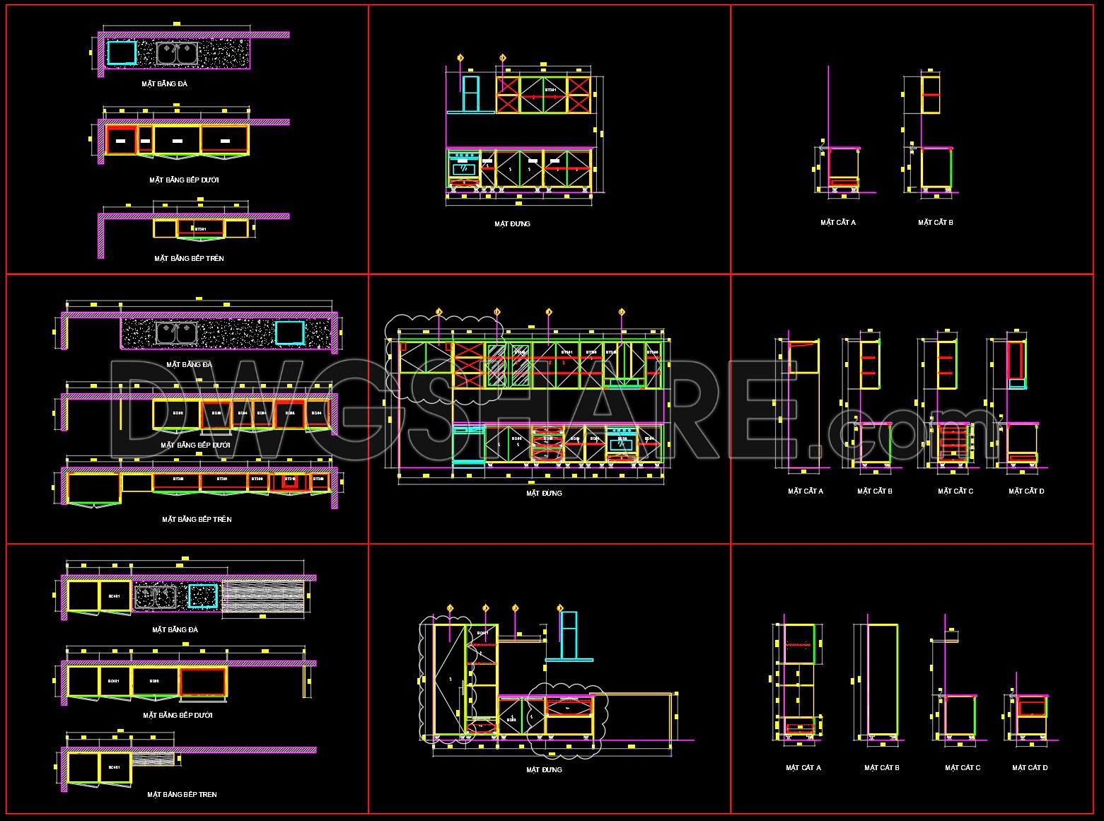 96.CAD technical drawings of kitchen cabinets for the house