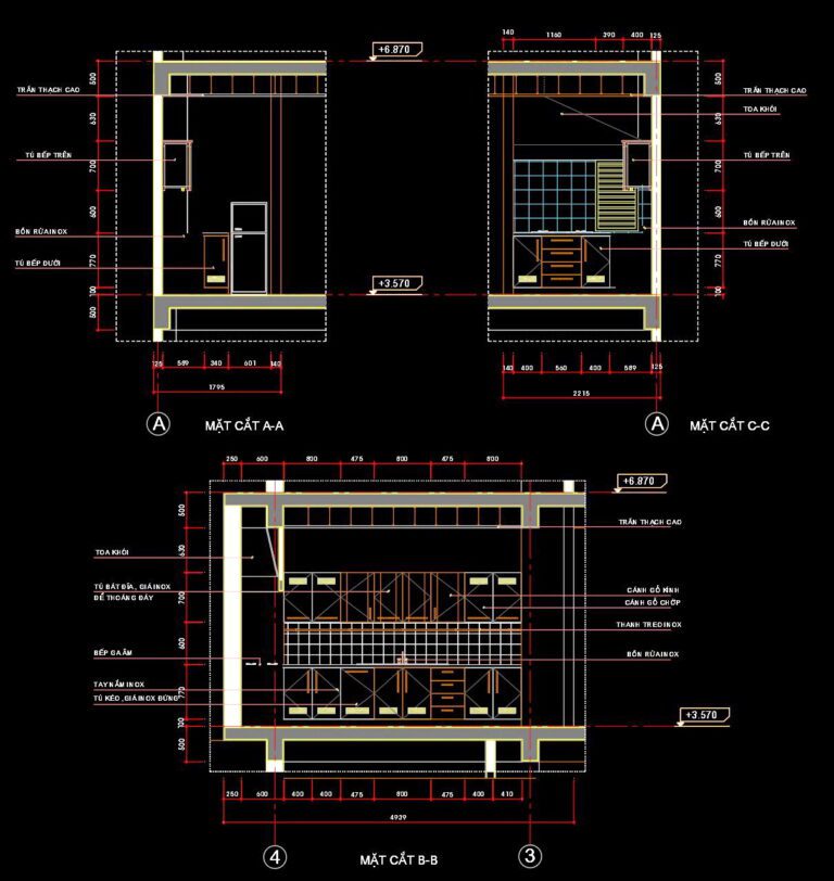 103. CAD technical drawings of kitchen cabinets for the house