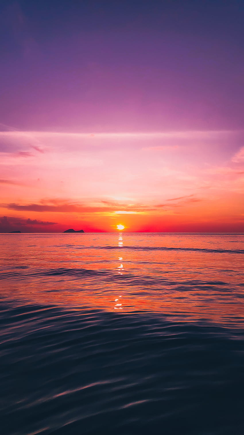 Sunset by the beach, orange, sky, blue, gradient, purple HD phone wallpaper | Pxfuel