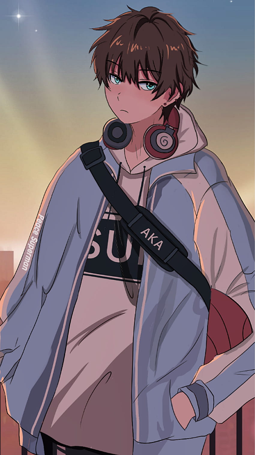 Anime Boy With Brown Hair And Headphones