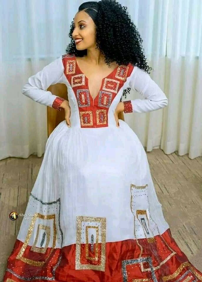 Eritrean And Ethiopian Habesha Traditional Dress - East Afro Dress: Habesha Dress, Eritrean...