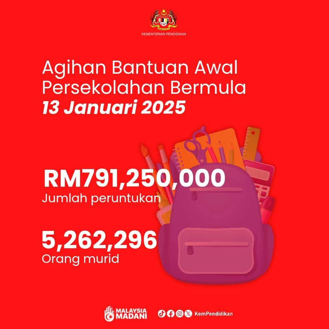 Tarikh Bayaran Bantuan Awal Persekolahan 2025 (BAP) - KPM
