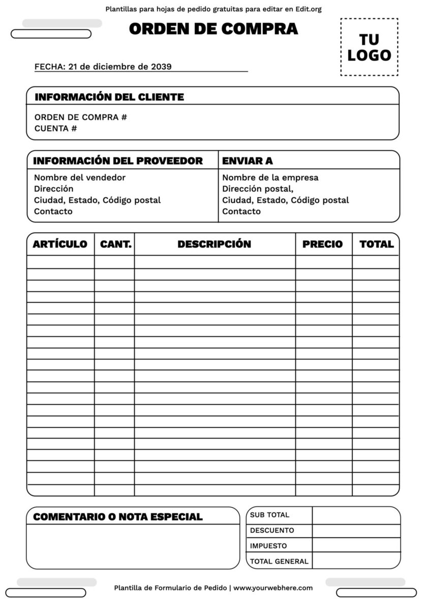 Plantilla De Formulario De Pedido De Flores