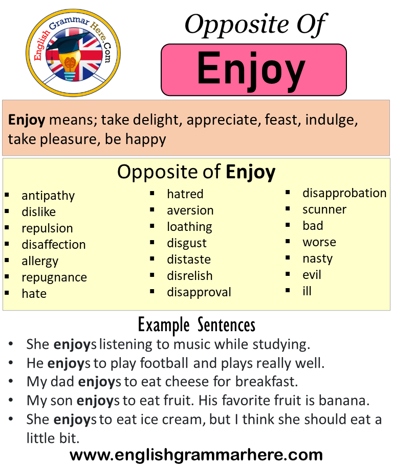 English Synonyms ENJOY, Definition And Examples, Another, 50% OFF