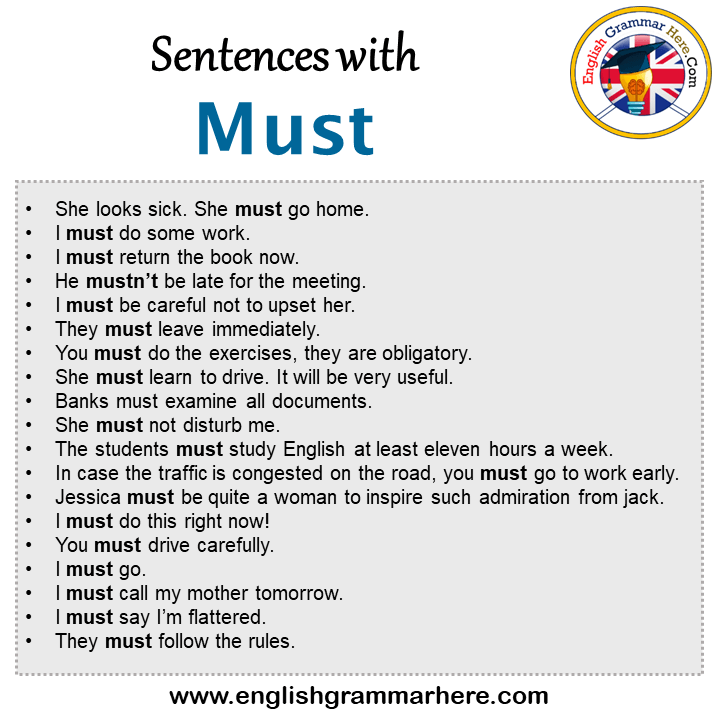 300 Modal Verb MUST Sentences Examples - English Grammar Here