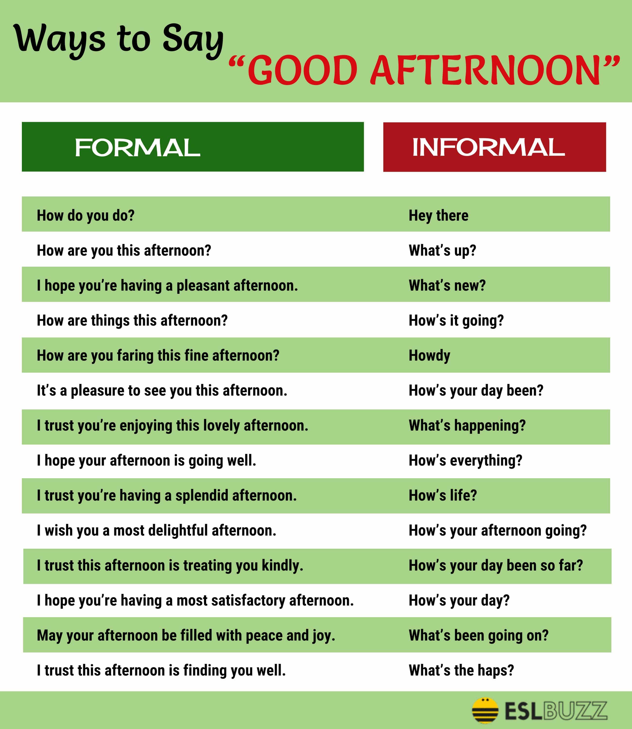 80 Ways to Say &quot;Good Afternoon&quot; in English - ESLBUZZ