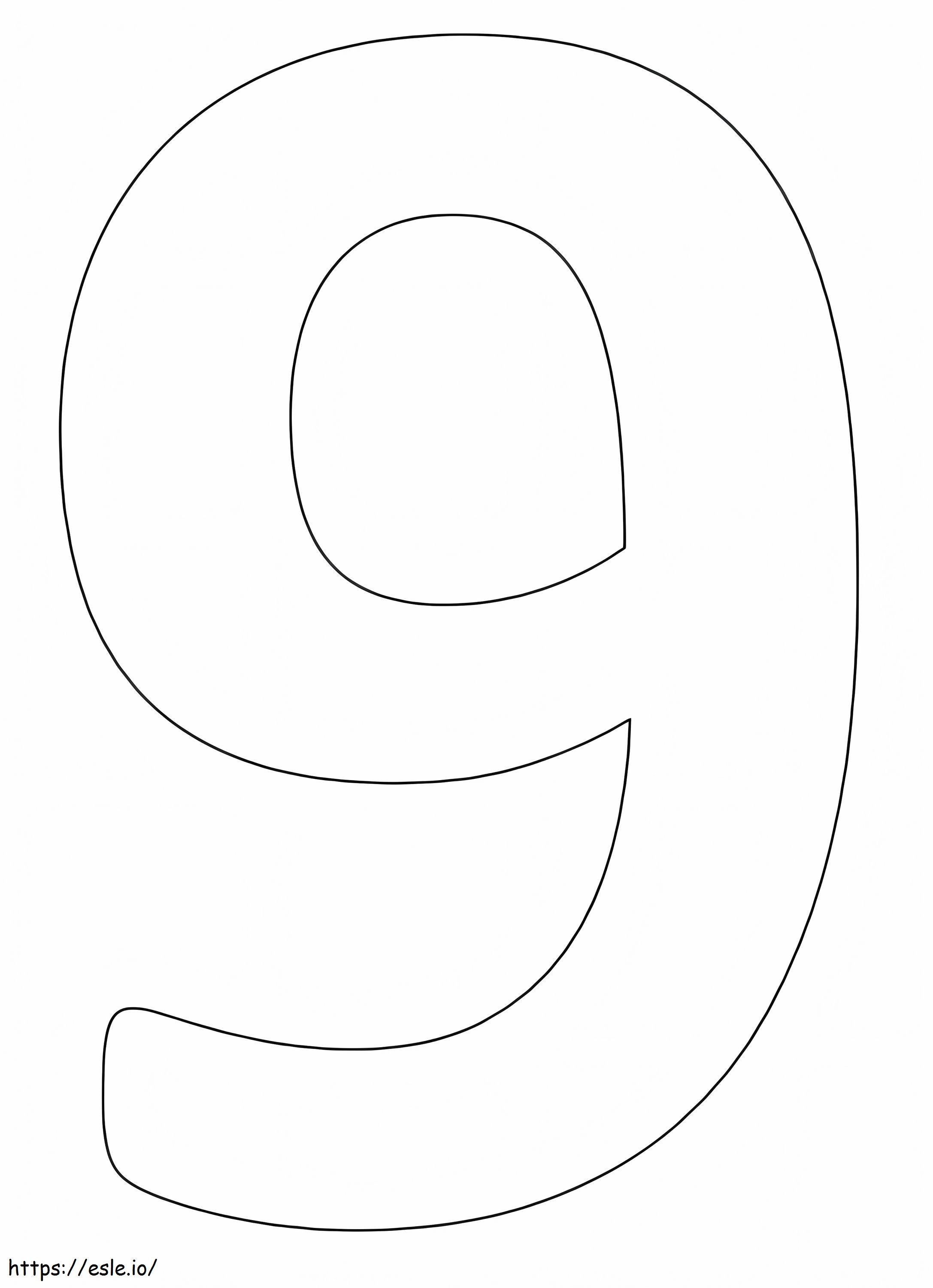 Easy Number 9 Coloring Page