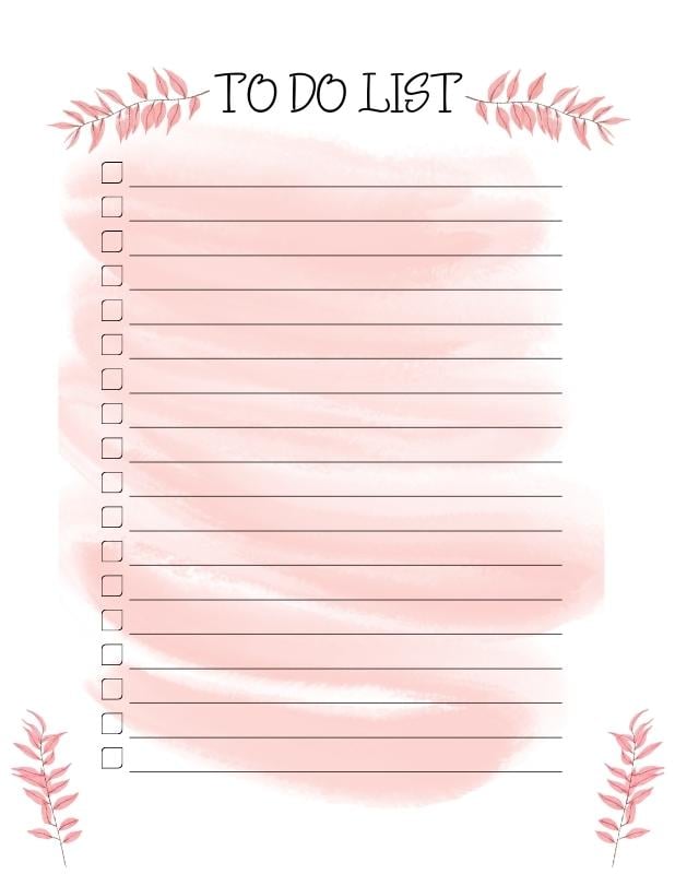 To Do List Template Printable