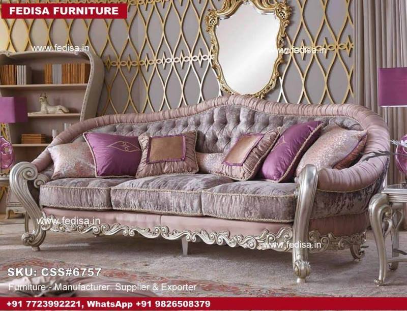 Luxury Classic Sofa Set Wooden Handle Sofa Set Fedisa Sofa Stylish Wooden Sofa Set