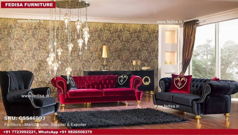 Luxury Classic Sofa Set Tufted Couch Set Sofa Set Colour Pink Sofa Set