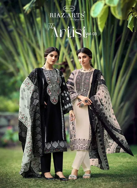 The Artist Vol 3 By Riaz Arts Lawn Karachi Cotton Dress Material Wholesalers In Surat - The...