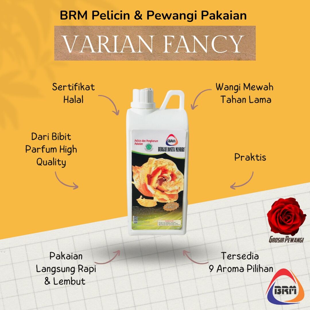 BRM Pelicin Dan Pewangi Pakaian 1 Liter Varian Gold Fancy. Pewangi Laundry Berkah Rosita Mandiri ...