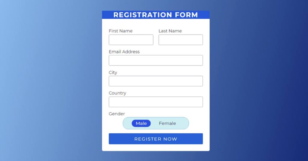 Registration Form Using HTML And CSS