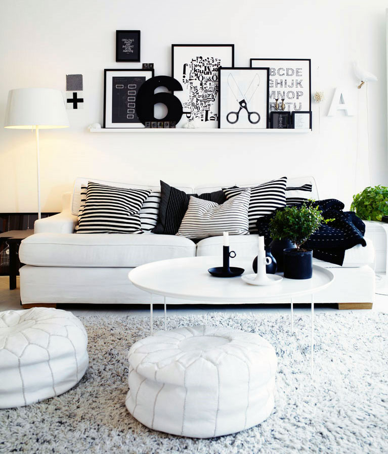 Urban Living Room with White Black Color Ideas - Interior Design Ideas