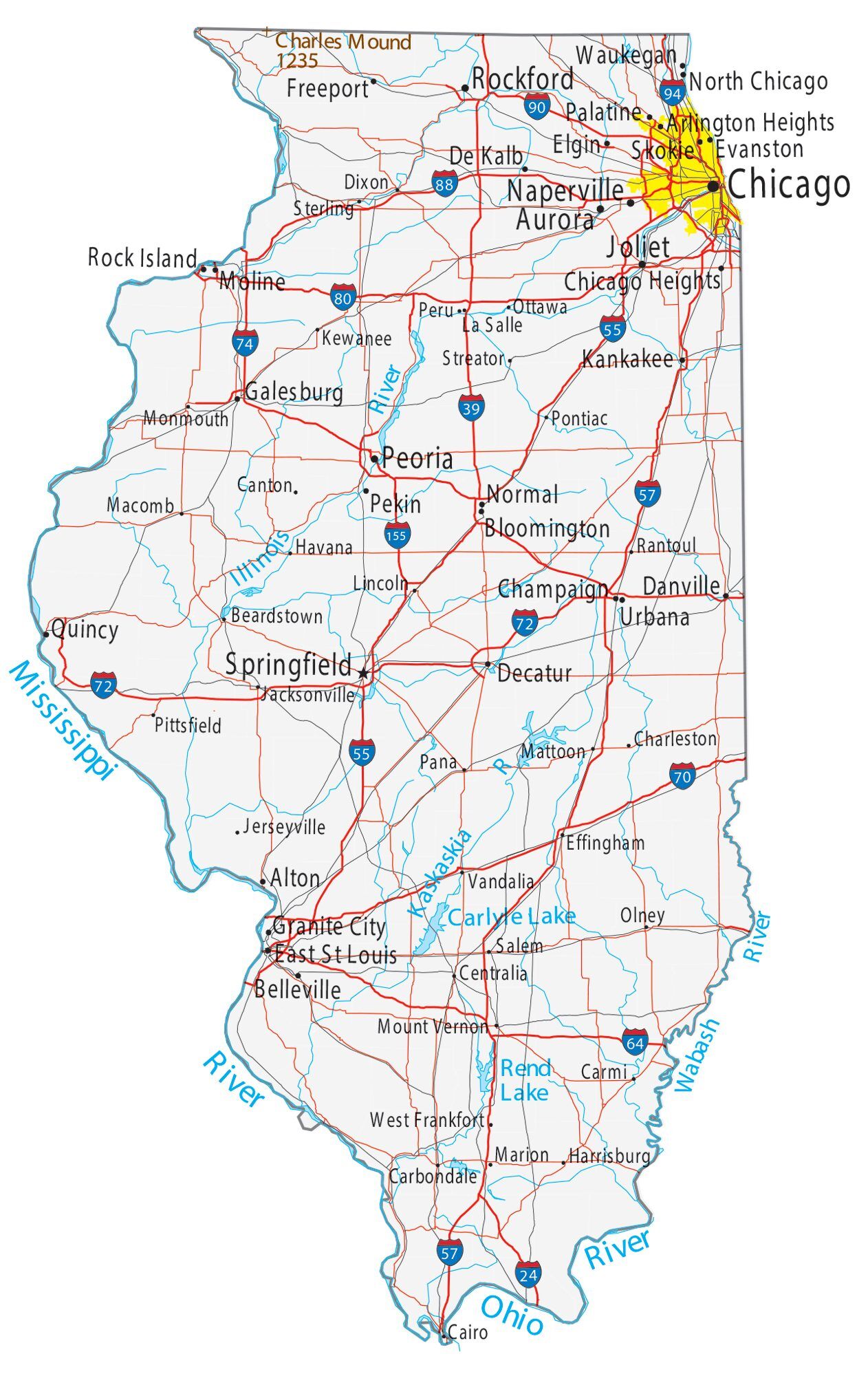 Map State Of Illinois - Terza Georgine