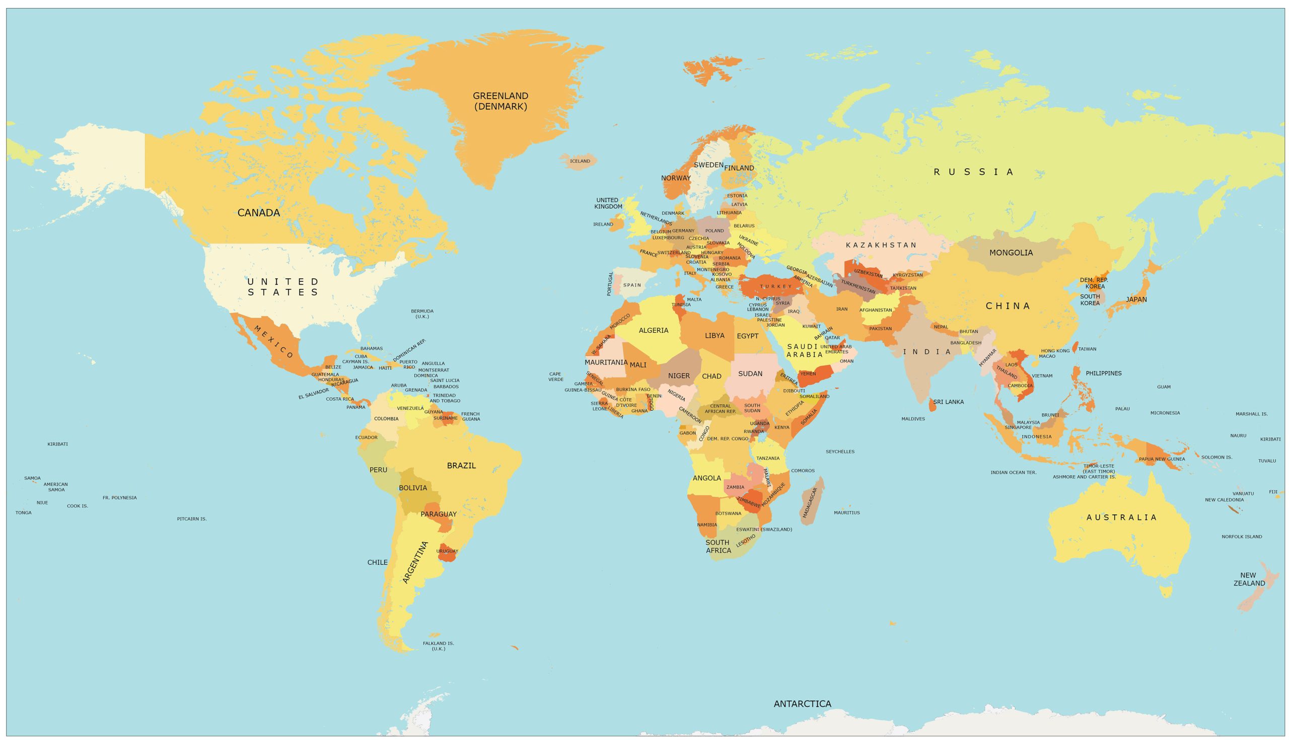 Map Of The World With Labeled Countries - Rosendo Bergeron