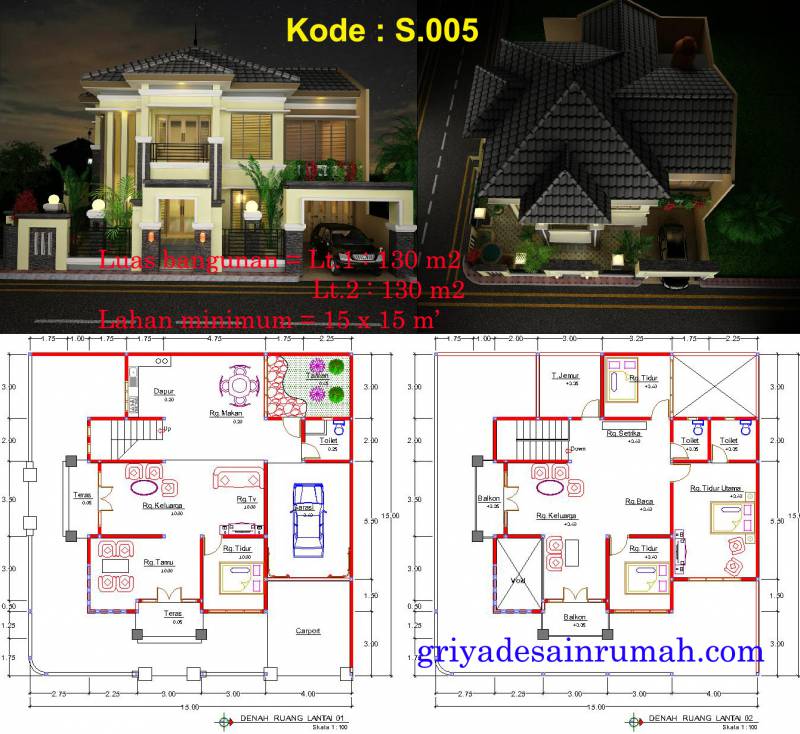 Gambar Desain Rumah Mewah Modern 2 Lantai Jasa Denah Gambar Di Rebanas - Rebanas