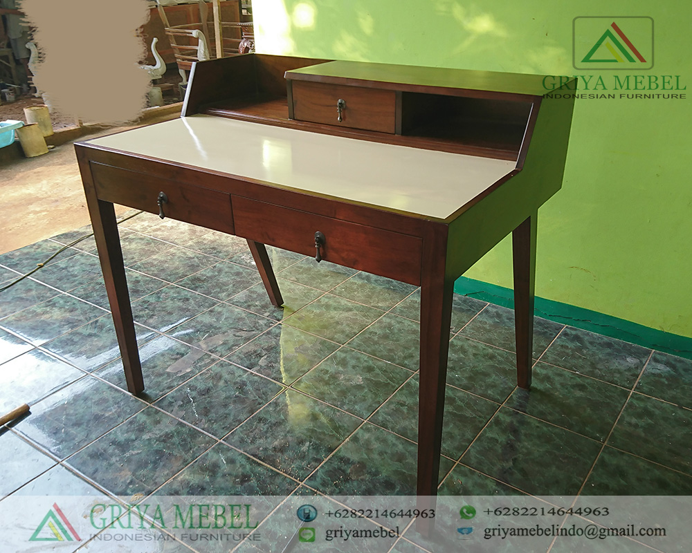 Meja Tulis Retro Jati Minimalis| Furniture Jati Jepara