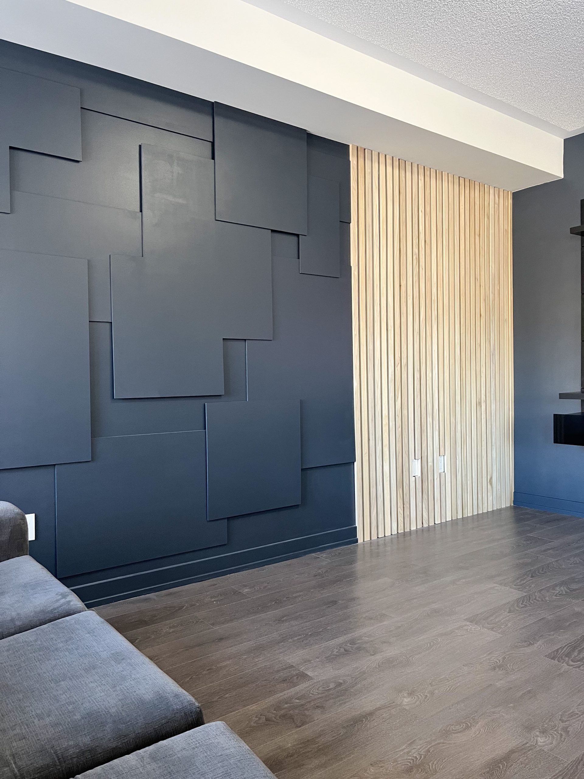 Modern black accent wall living room reveal - Hana&#39;s Happy Home