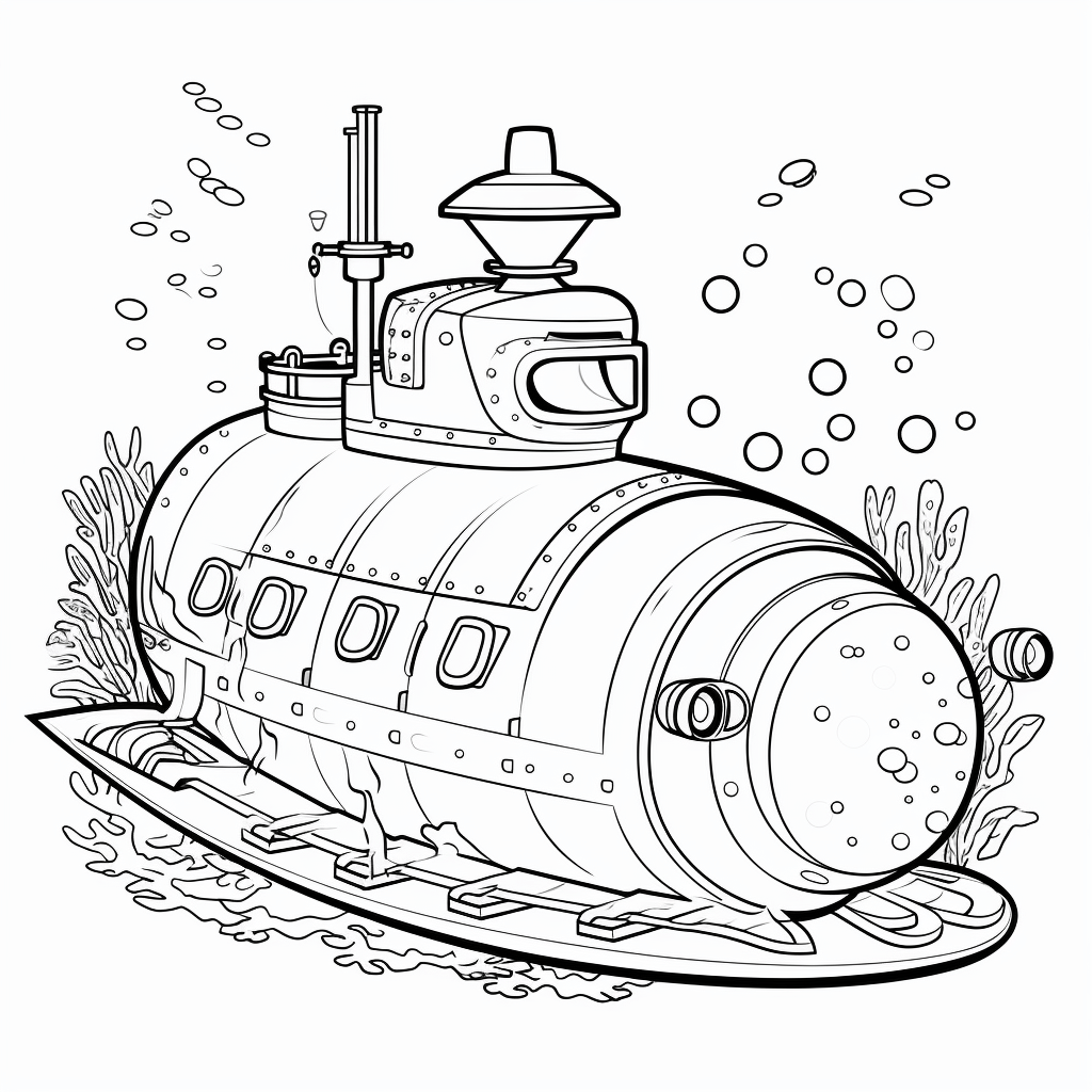 U-Boot Mit Periskop Unter Wasser - Happycoloring.net