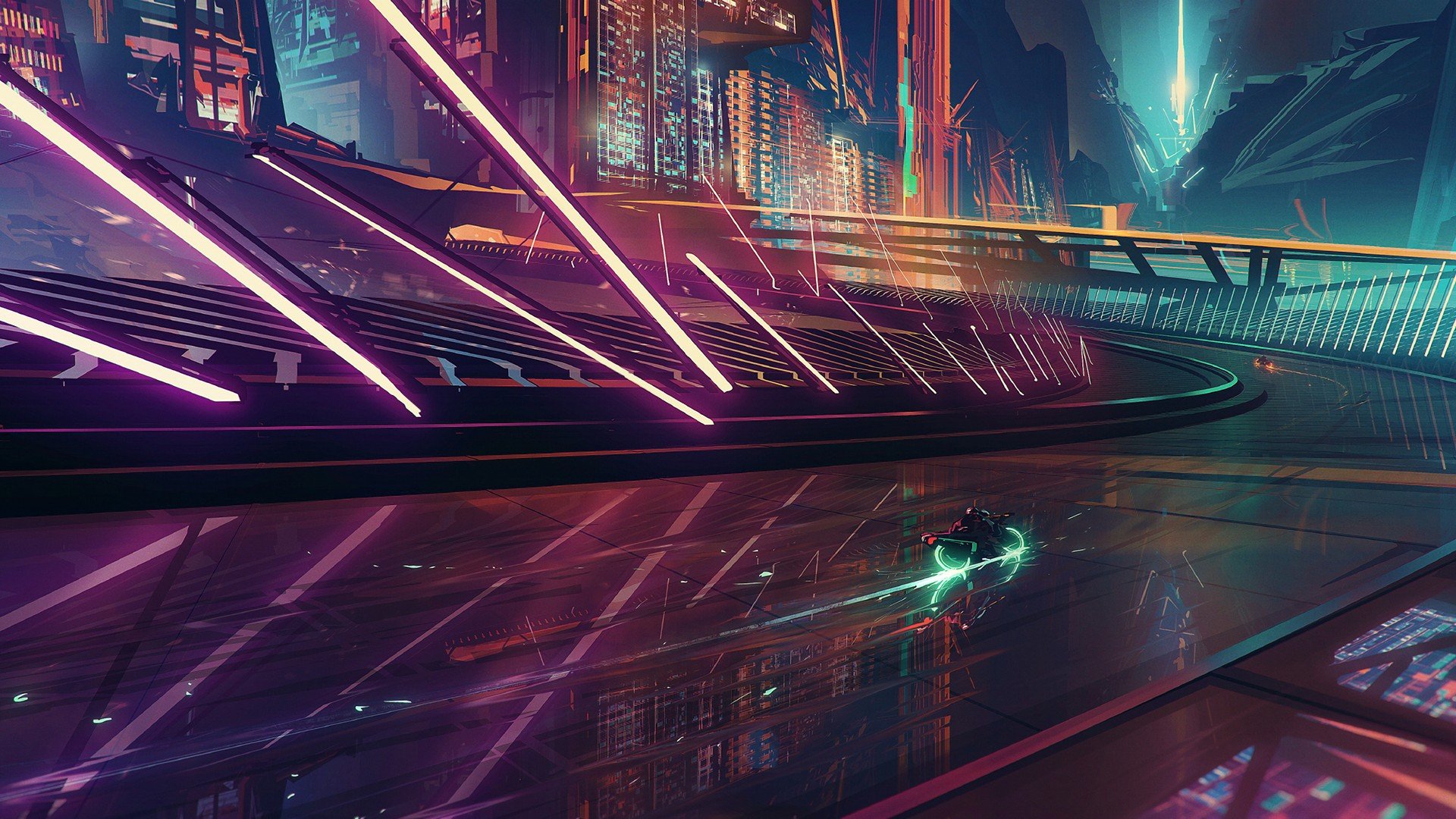 Science Fiction, Cyberpunk, Motorcycle, Cityscape, Neon, Futuristic City HD Wallpapers / Desktop...