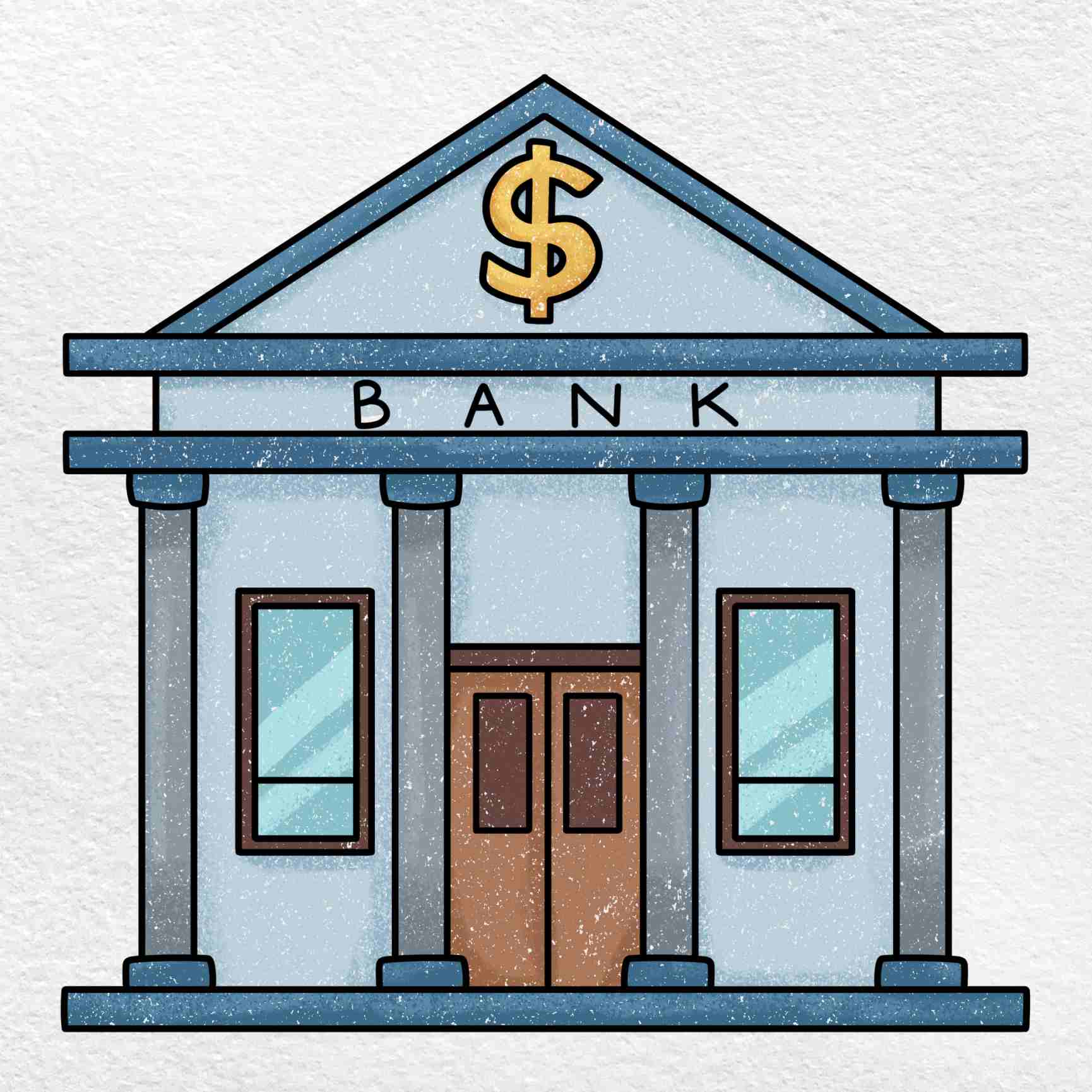 How To Draw A Bank - HelloArtsy