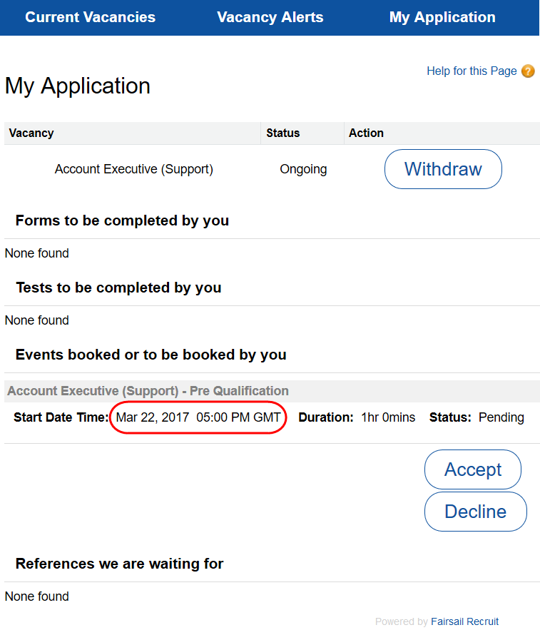 Time Zone Visibility For Interviews And Assessment Events