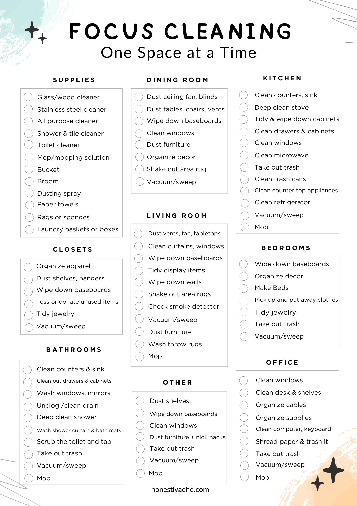 Professional House Cleaning Checklist Printable On Sale| Pennygilley.com