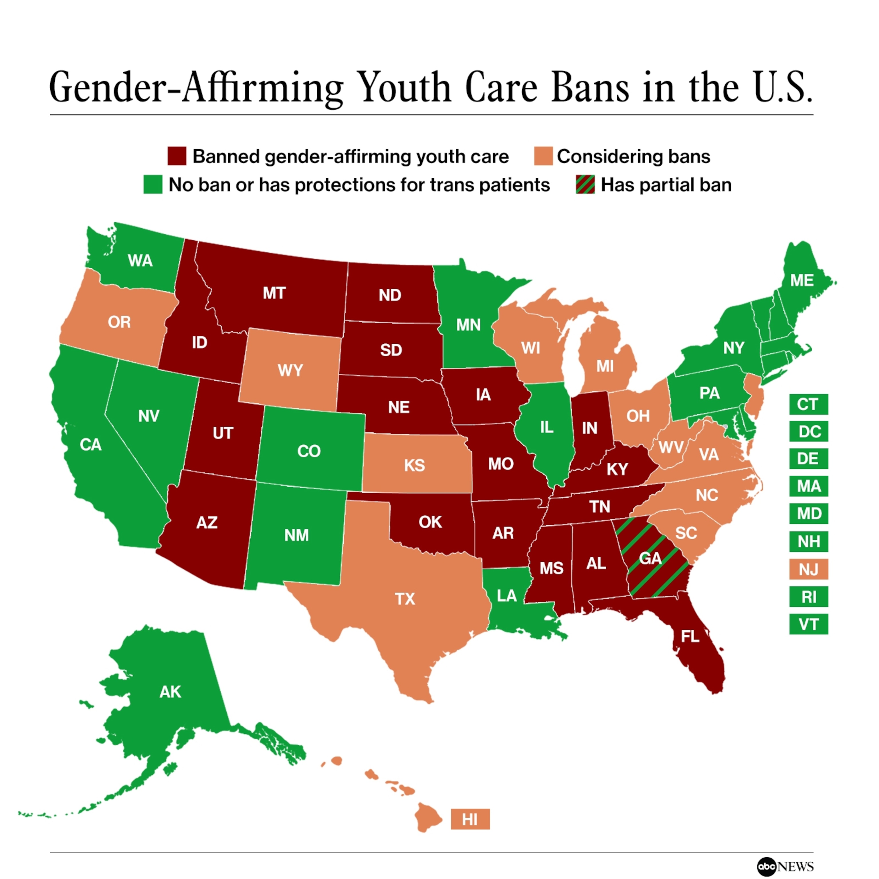 Map: Where Gender-affirming Care Is Being Targeted In The US - ABC News