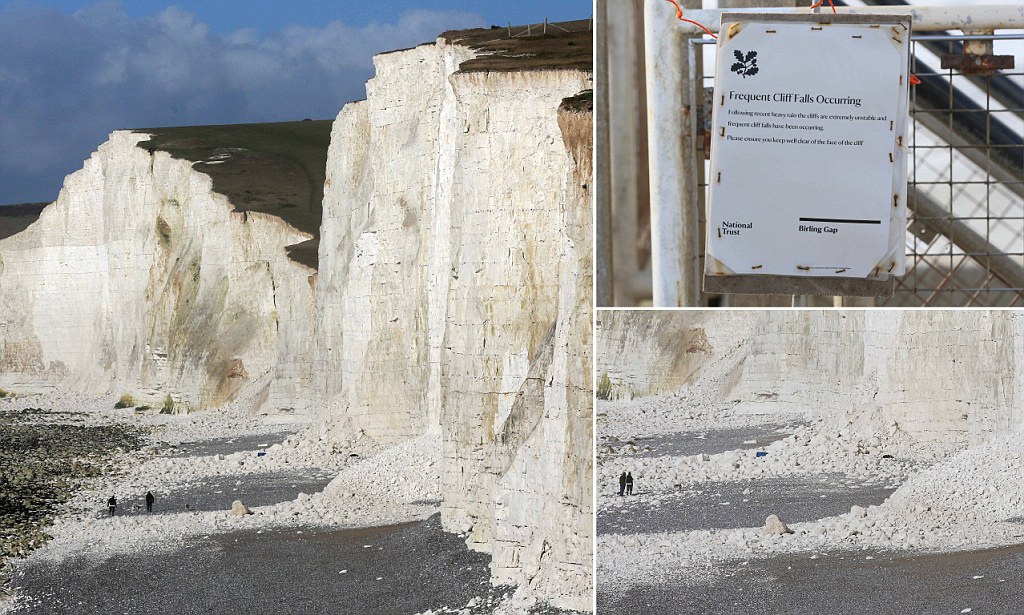 Walkers Warned To Steer Clear Of Beachy Head&#39;s Cliff Bottom After Sub-zero Temperatures Have...