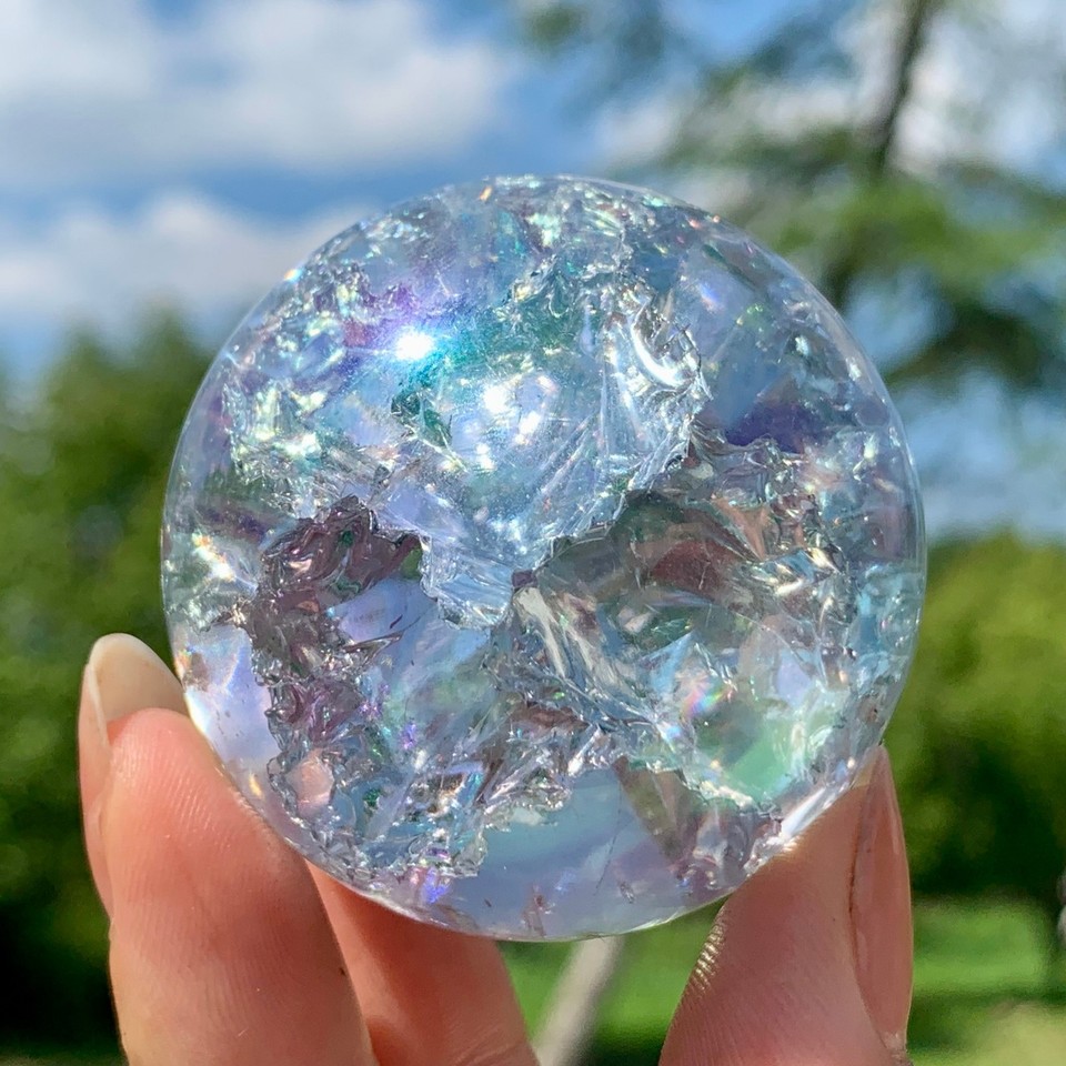 191.6G Natural Titanium Rainbow Quartz sphere Crystal ball Healing | eBay