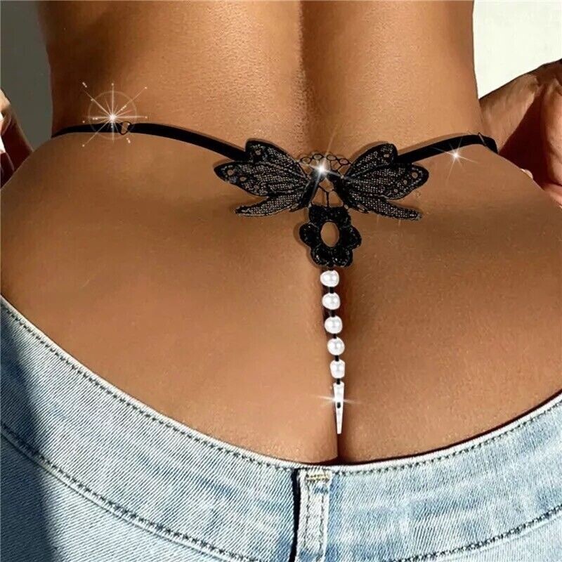 Sexy Women Lace Pearl Thong G-string Panties Lingerie Underwear Crotchles T-back | eBay