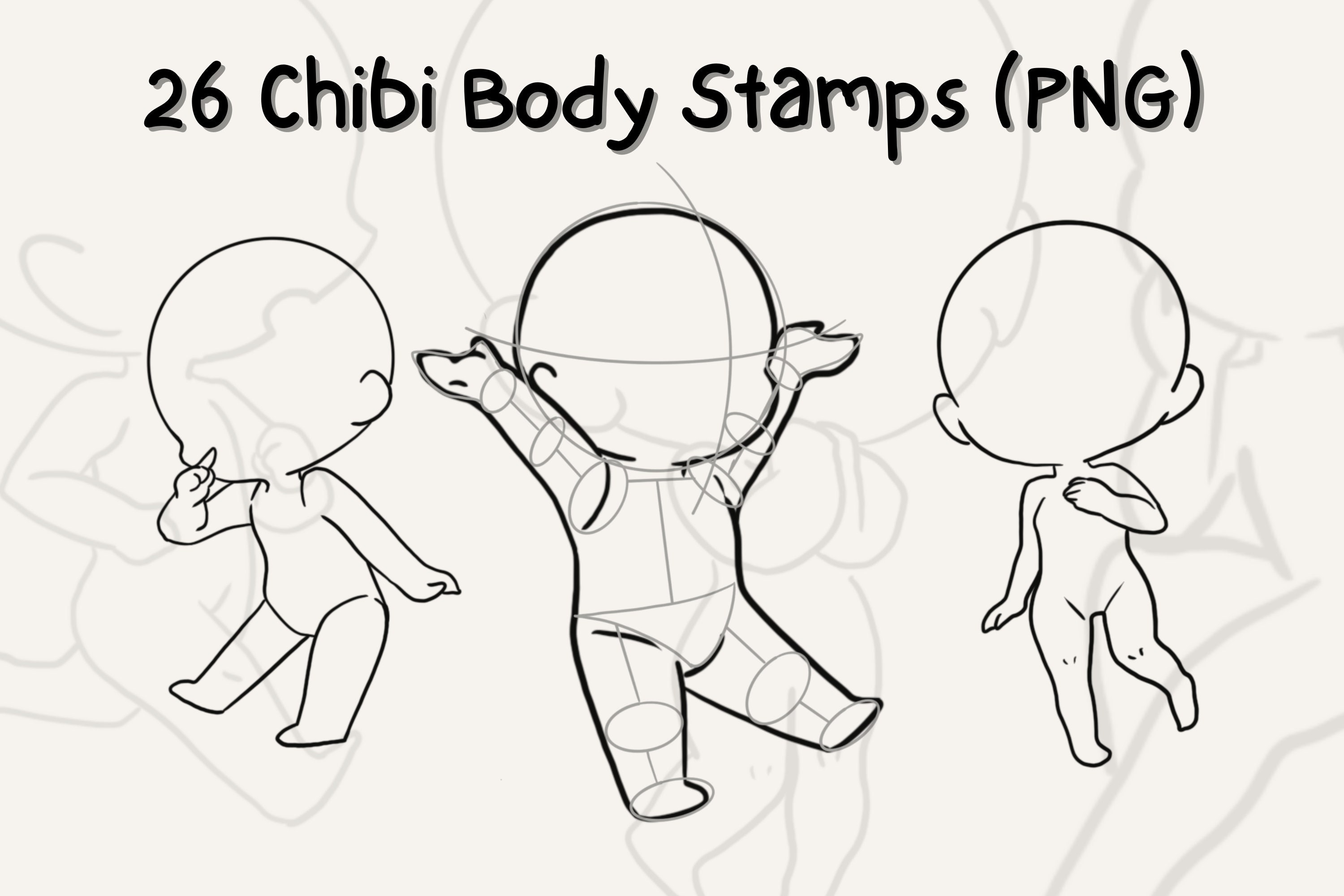 Chibi Body Stamp Wonderland: 26 Unique Chibi Base Poses Chibi - Etsy