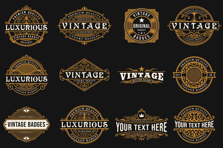 Vintage Luxury Ornamental Retro Badge Logo Templates SET 1