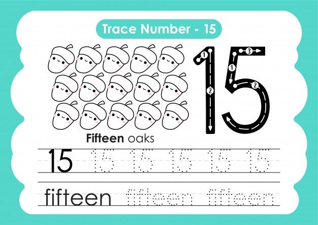 Trace Number Fifteen - For Kindergarten And Preshool Kids | Kids Handwriting Practice, Learning ...