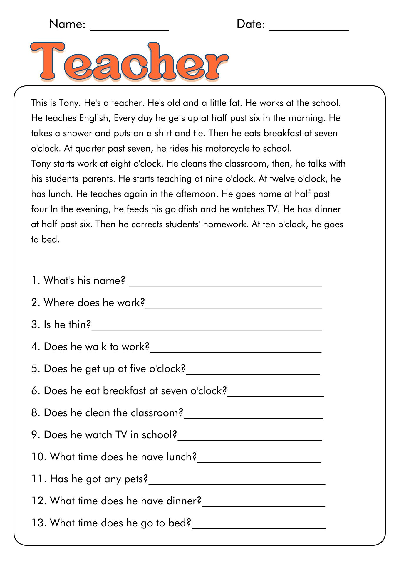 17 Reading Worksheets For Esl Beginners – Artofit