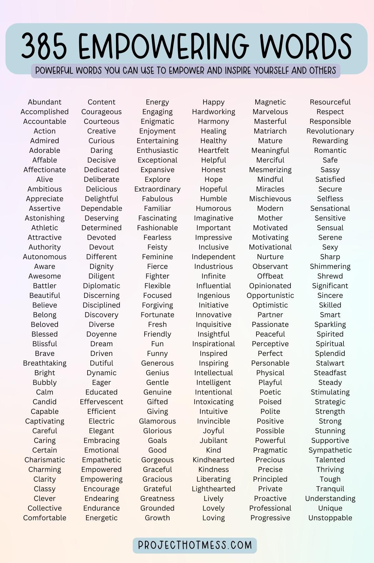 Words That Are Powerful And Empowering – Artofit