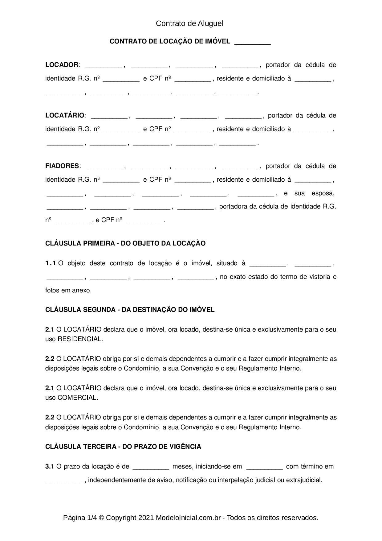 Modelo Contrato De Aluguel – Artofit