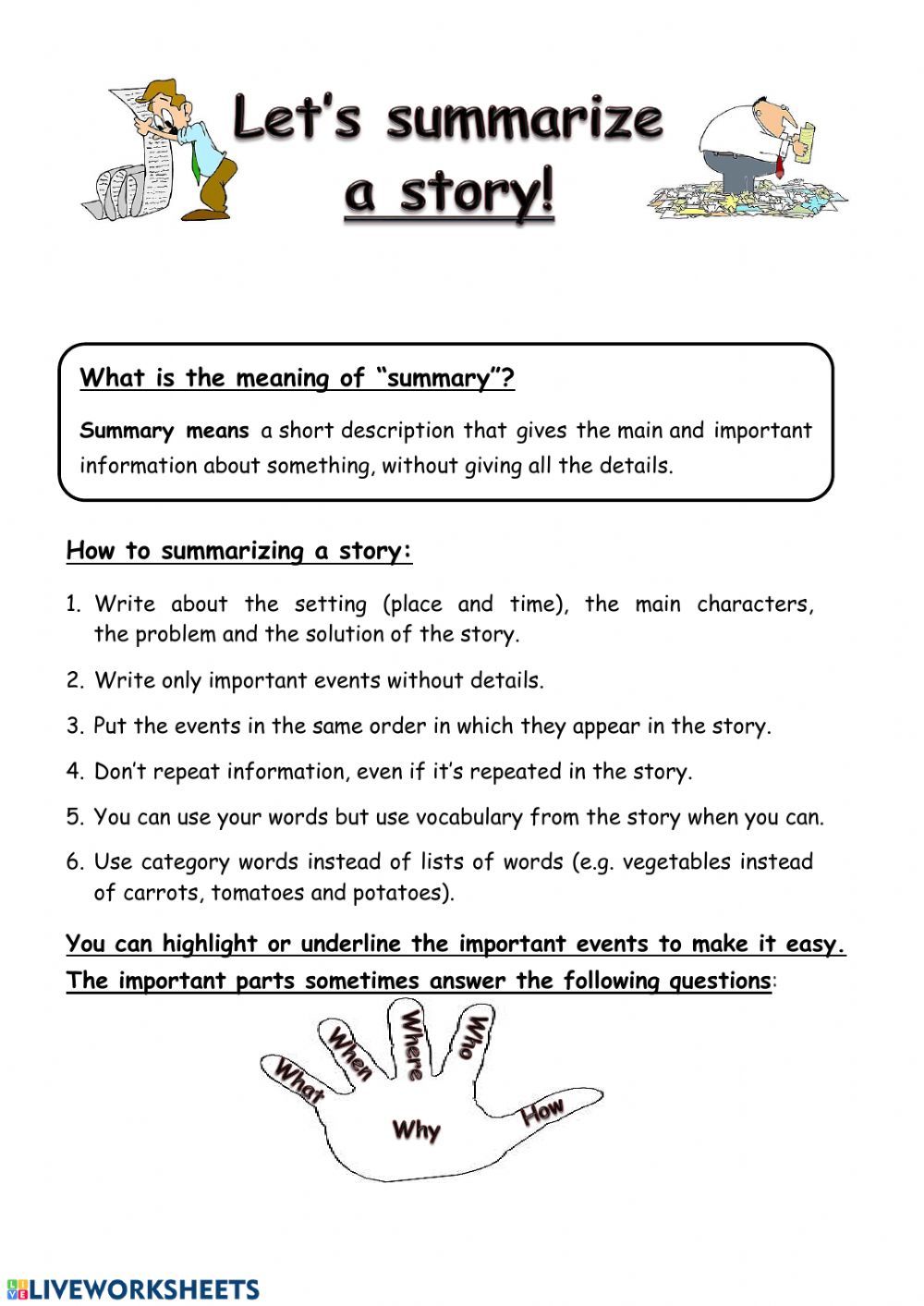 Summary Worksheets
