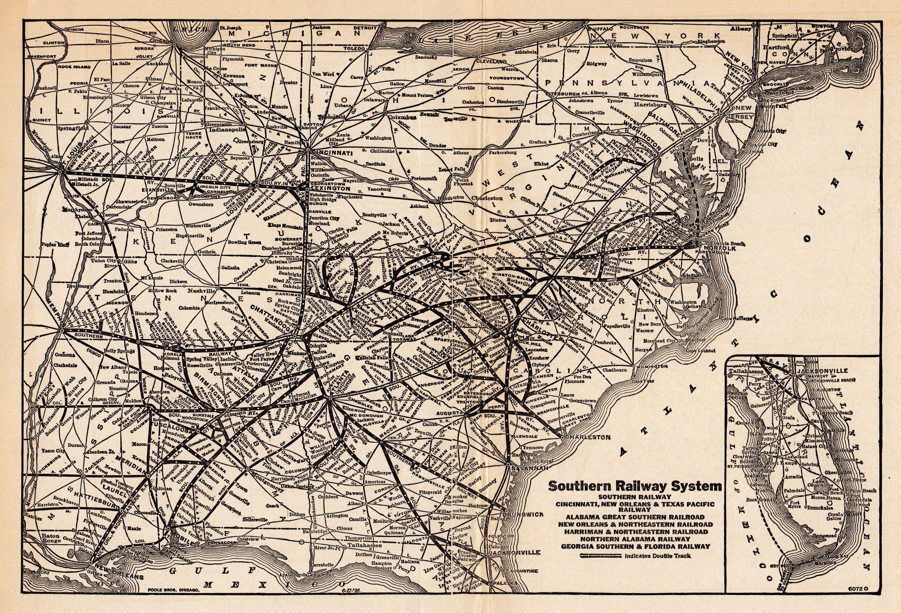 1938 Antique SOUTHERN RAILWAY Map Vintage Southern Railroad Map Birthday Gift For Dad ...