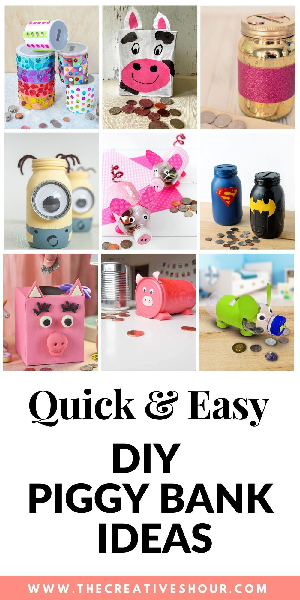 40+ Amazing DIY Piggy Banks Ideas And Tutorials For Kids | Piggy Bank Diy, Diy Bank, Diy Coin Bank