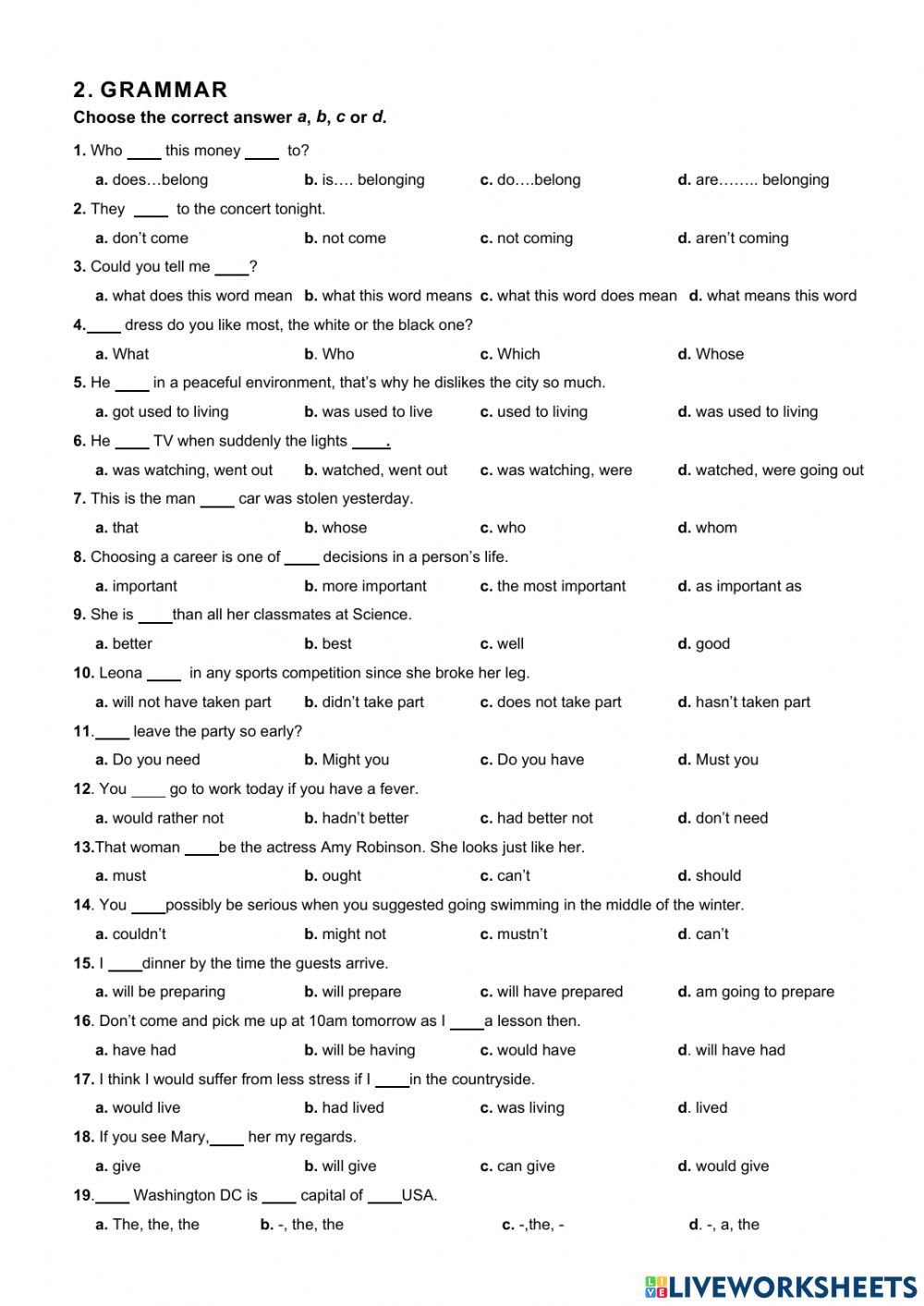 Use Of English Ii B1 Final Test Worksheet – Artofit