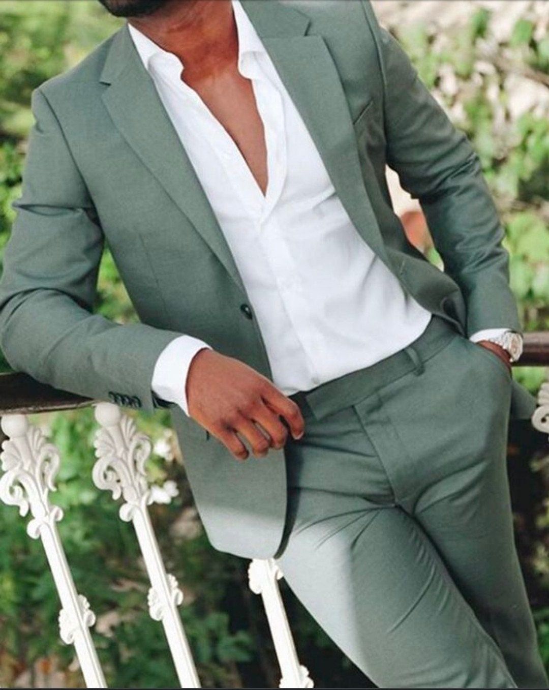 Men Suit 2 Piece Sage Green Formal Dress For Men Slim Fit Suit - Etsy | Green Suit Men, Wedding ...