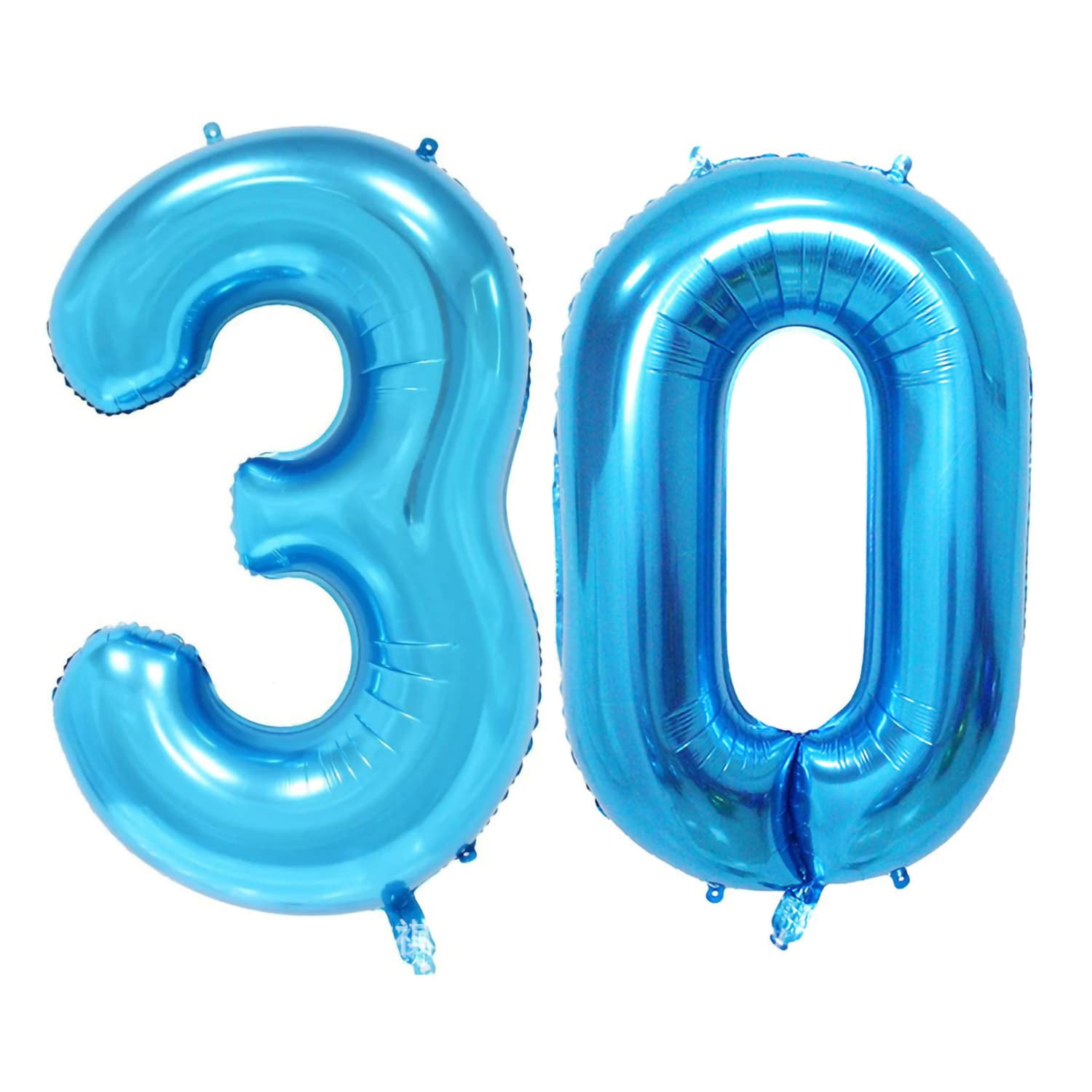 QWEQWE Blue Number 30 Balloons 40&quot; Foil Number Balloon 30th Birthday Balloons Digit 30 Helium ...