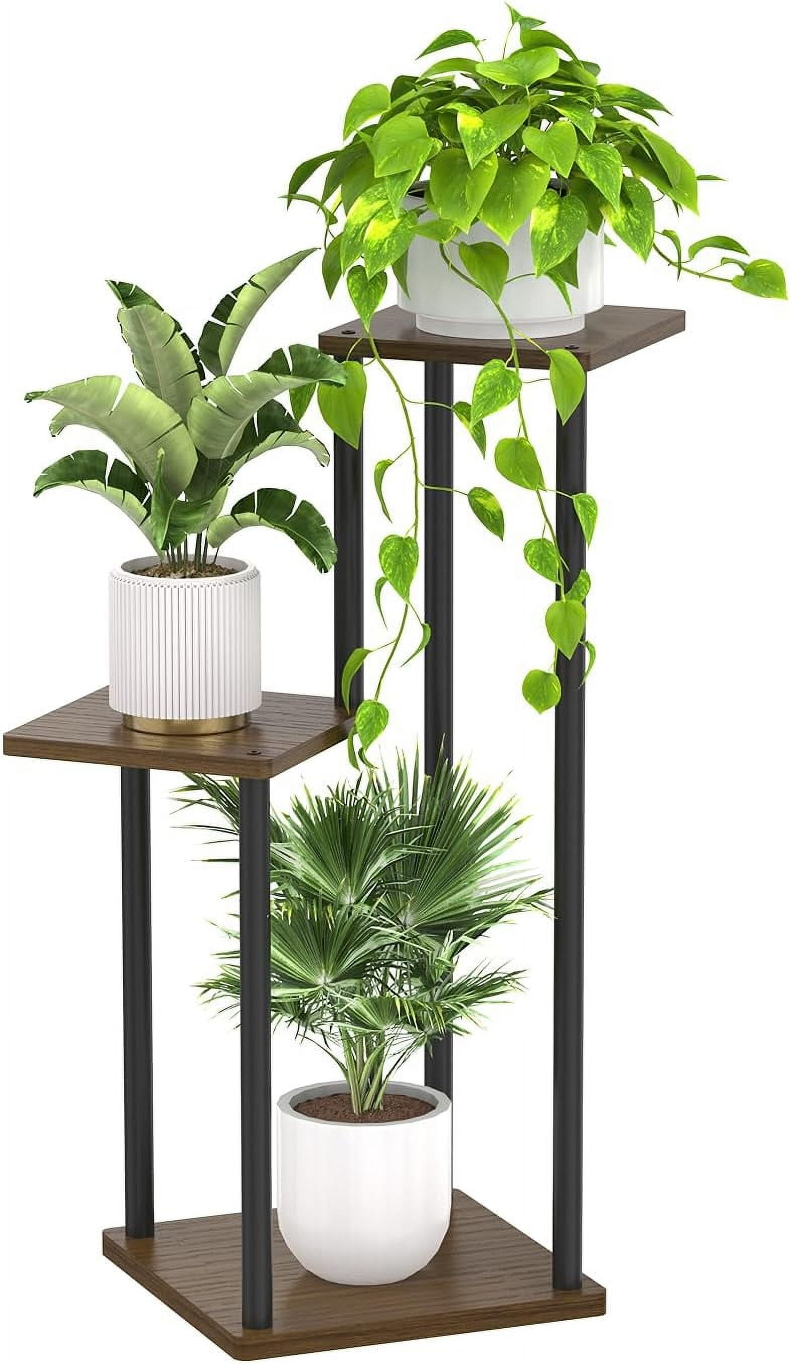 3 Tier Plant Stand Indoor Outdoor, Wood Metal Flower Shelf Pot Holder Clearance, Tall Multiple ...