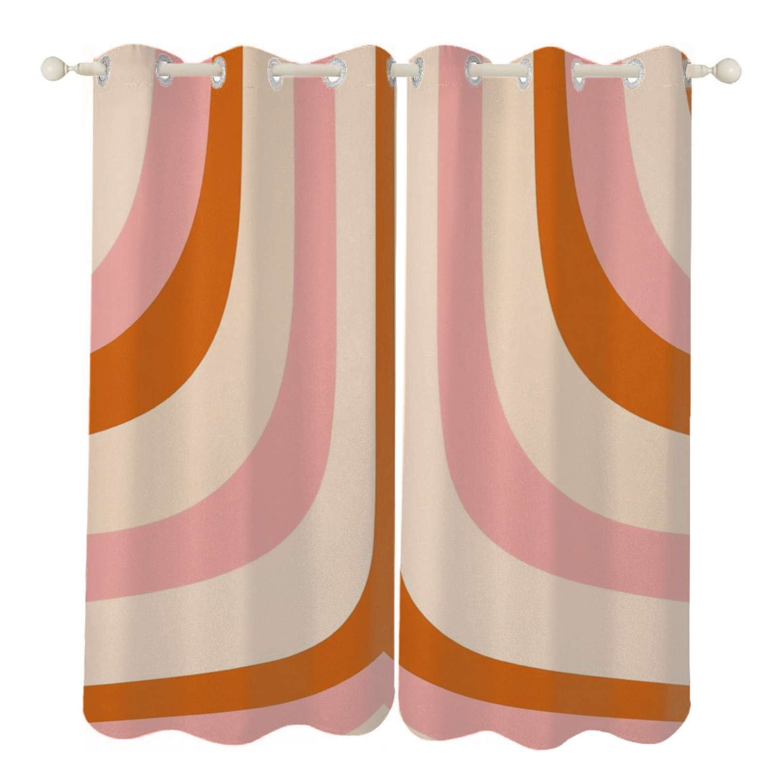 Abstract curved pastel stripes design Sunshade Curtains Home Bedroom Living Room Dining Room ...