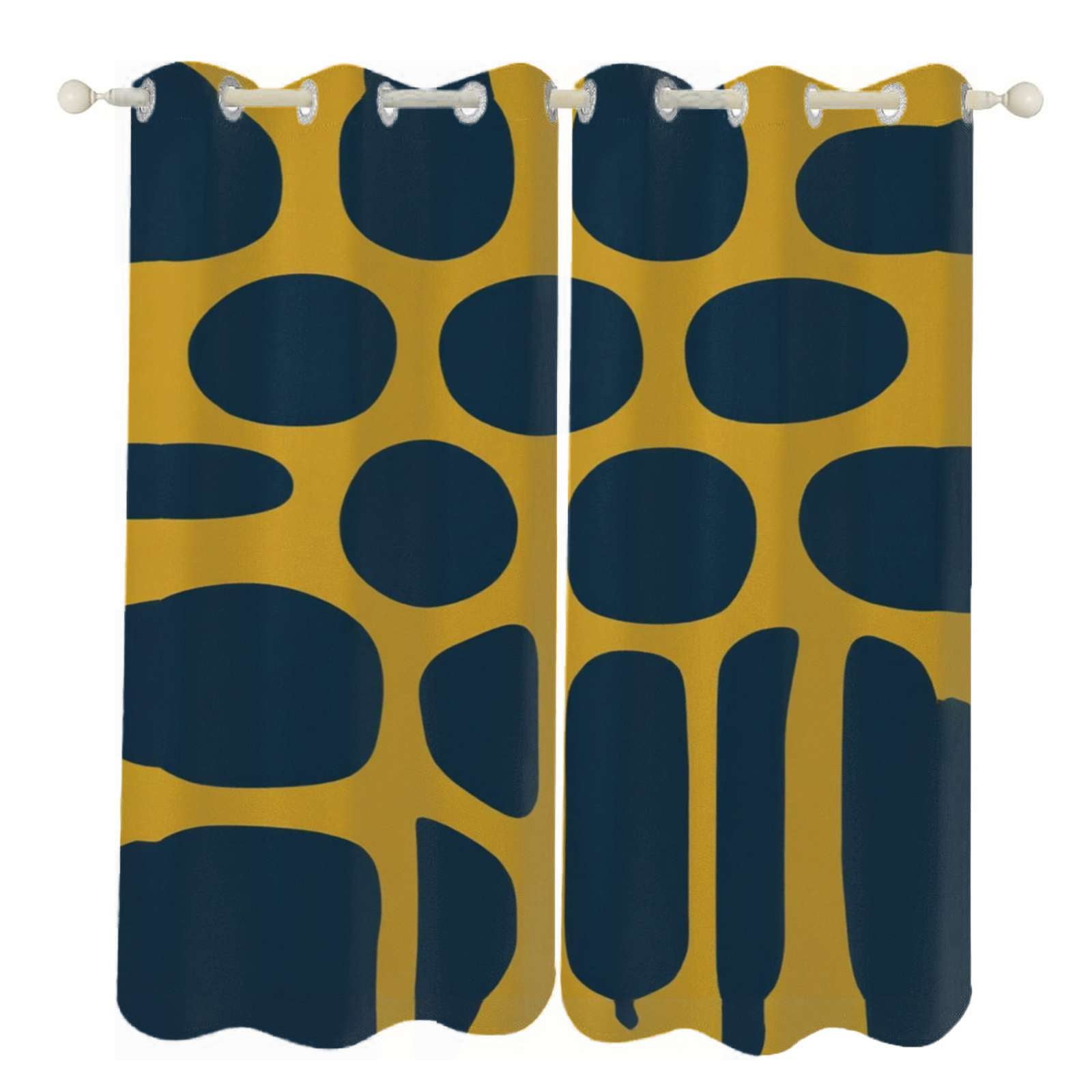 Abstract gold blue pebble art Sunshade Curtains Home Bedroom Living Room Dining Room Home Decor ...
